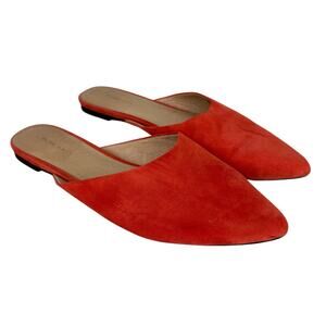 Pure Navy Coral Kid Suede Mules Slides Womens Size 8.5 Quiet Luxury Old Money